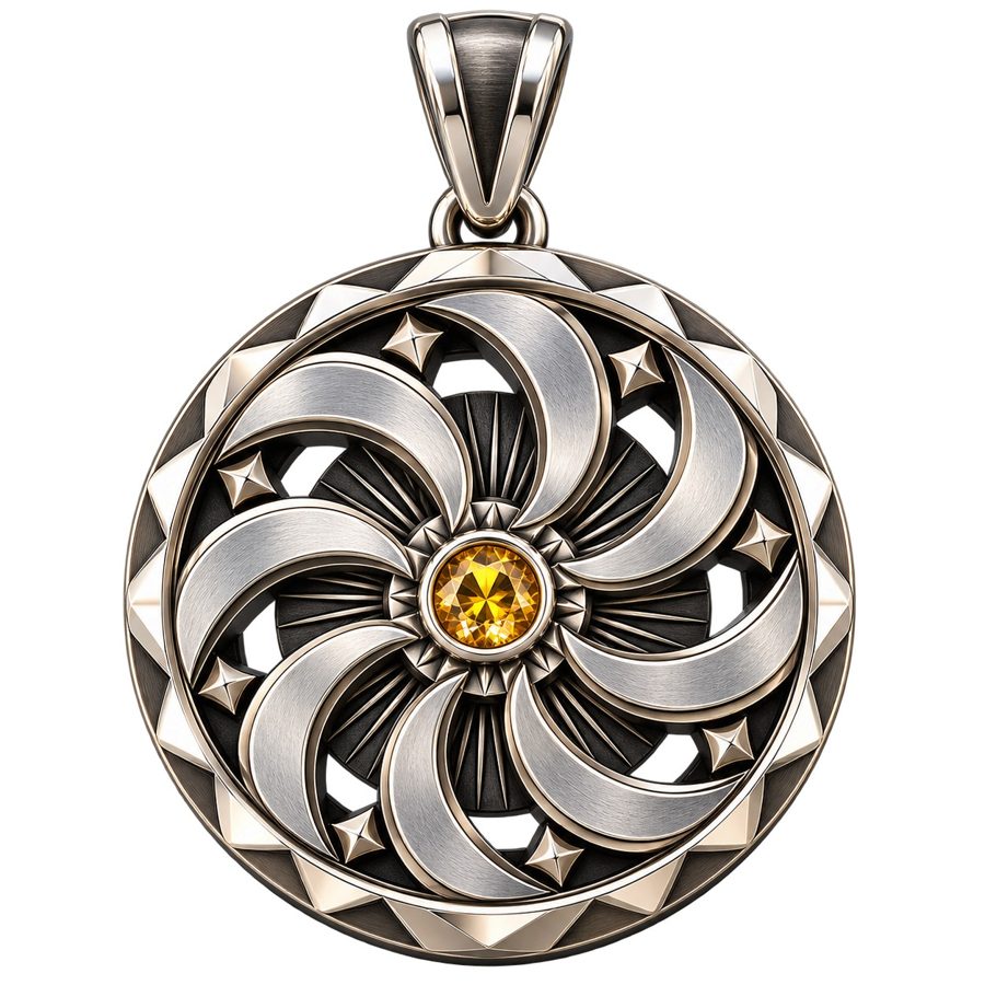 ARATHEOS Eternity Pendant with golden gemstone center